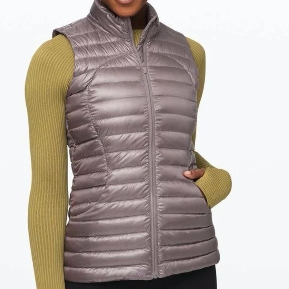 Lululemon Pack It Down Vest Shine Lunar Rock Zip Front Down Filled Size 4 Puffer